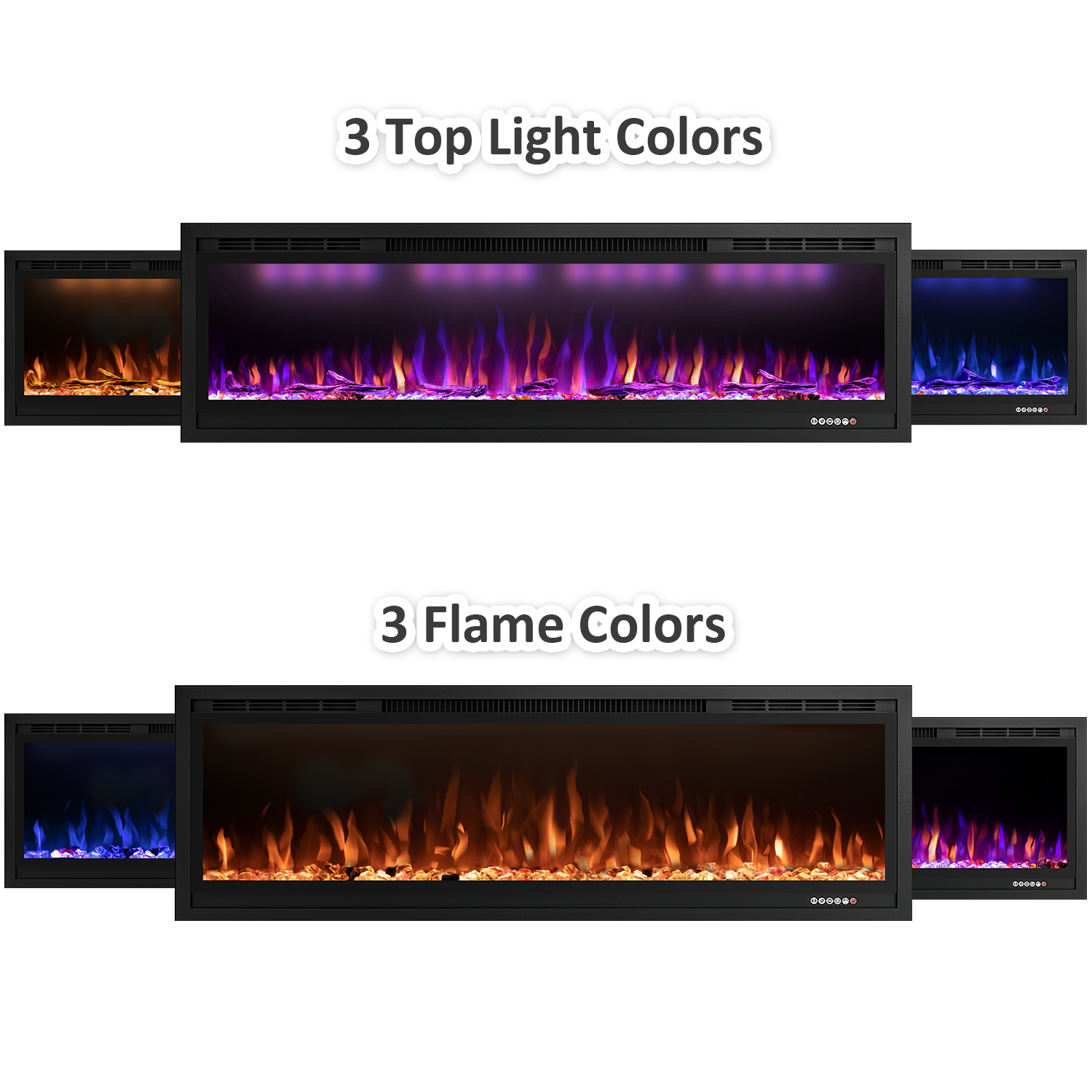 Valuxhome Recessed and Wall Mounted Electirc Fireplace with Realistic Visual Effect 