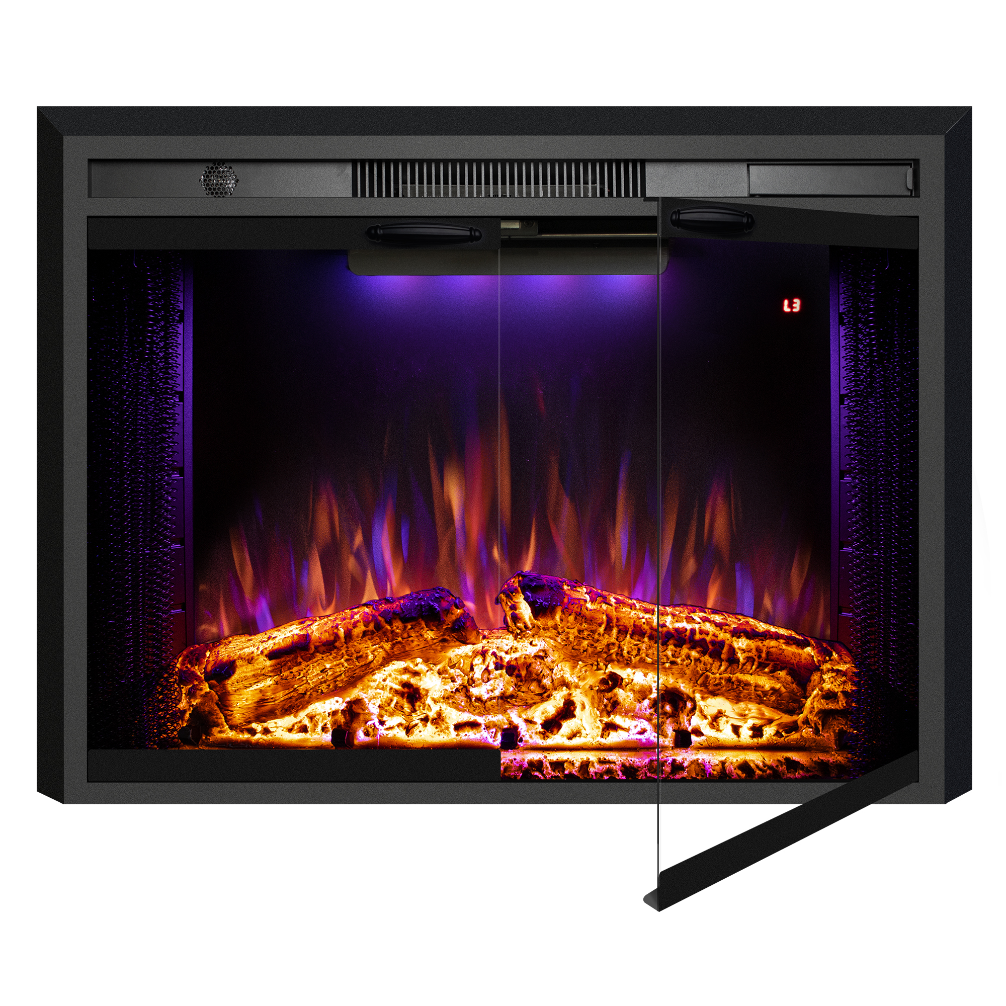 Valuxhome Electric Fireplace Inserts with Glass Door , Flames & Crackling Sounds