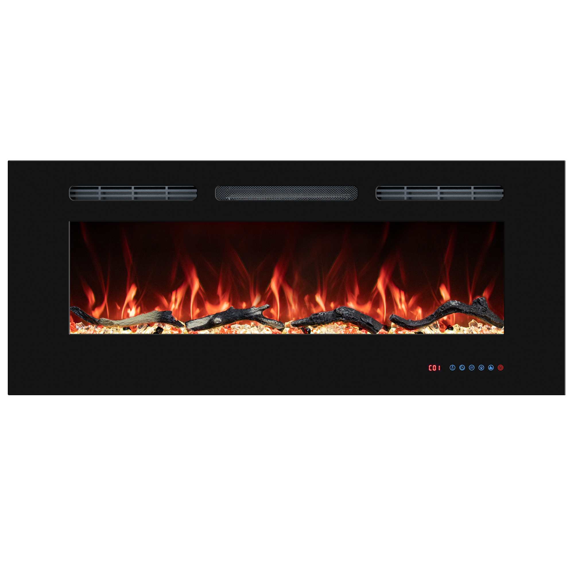 Valuxhome Electric Fireplace Inserts with Multicolor Flame, Log & Crystal